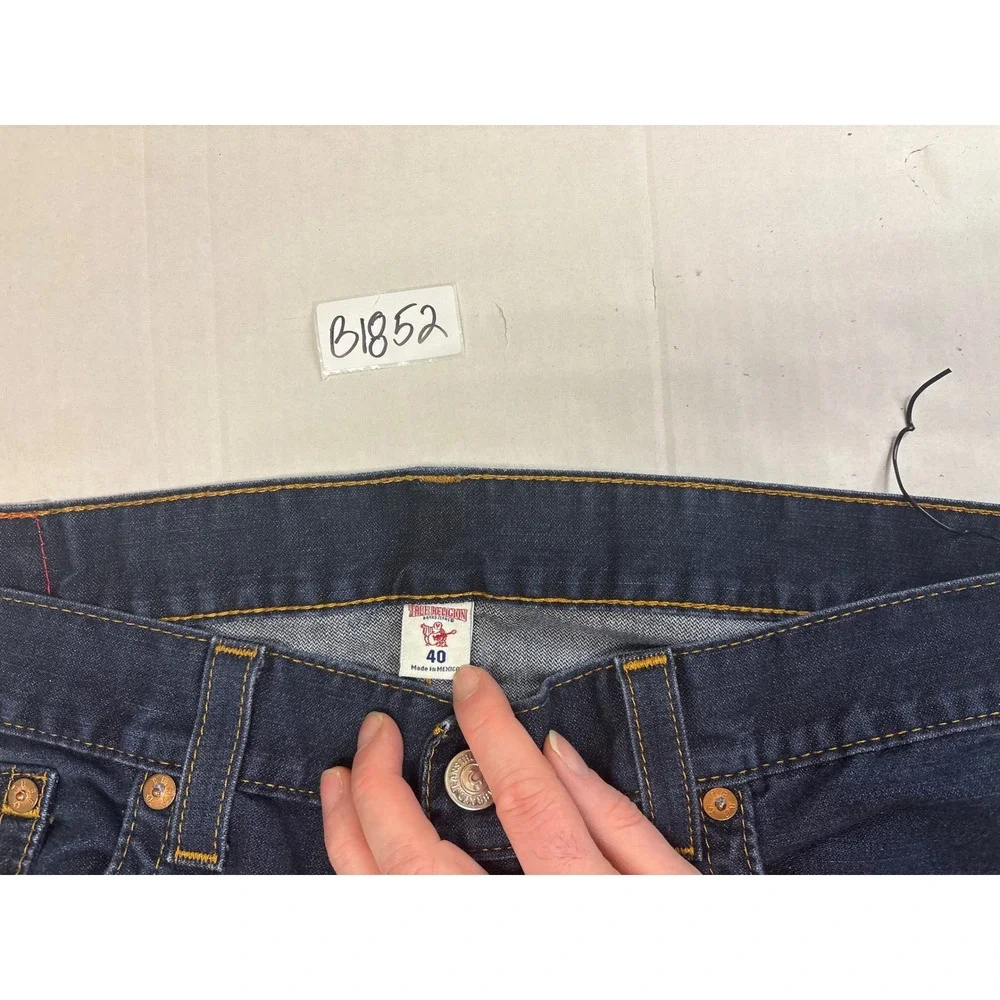 True Religion Ricky Straight‎ Dark Wash Blue Denim Jeans Mens 40x31 Horseshoe